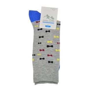 Bow Tie Design Colorful Smooth Toe Men Crew Socks